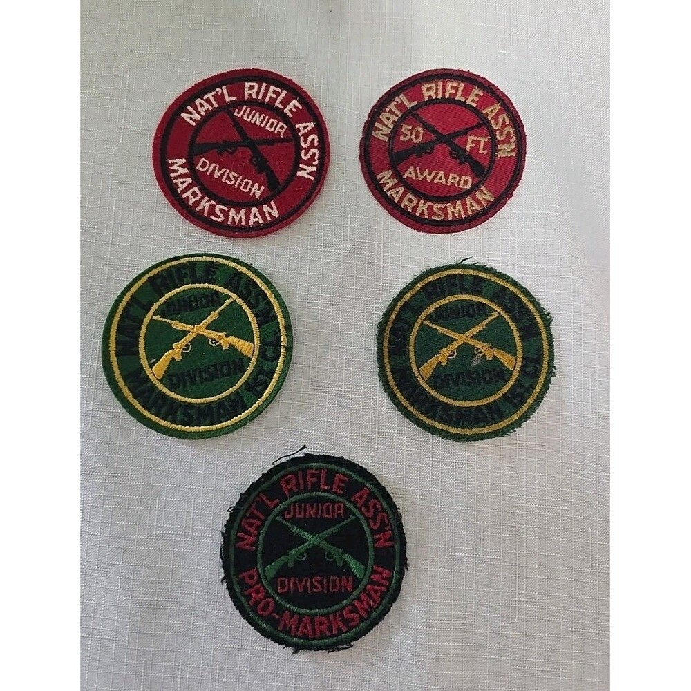 5 Vintage NRA Junior Division Marksman  Patches National Rifle Association